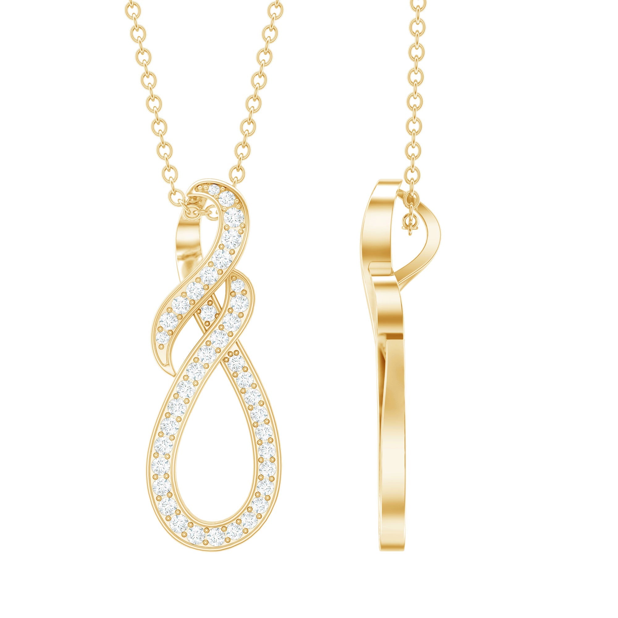 Natural Diamond Infinity Knot Pendant Necklace