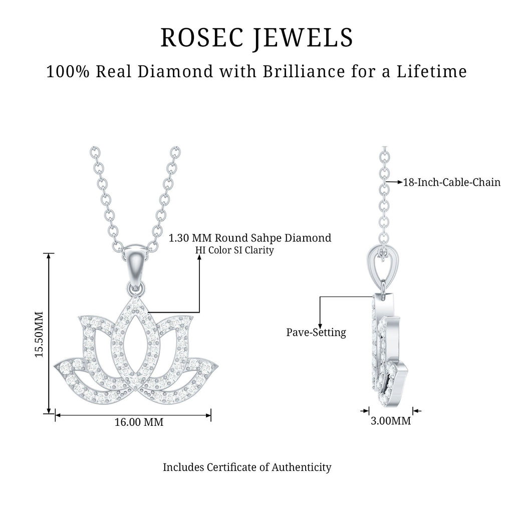 Diamond Lotus Flower Necklace in Pave Setting