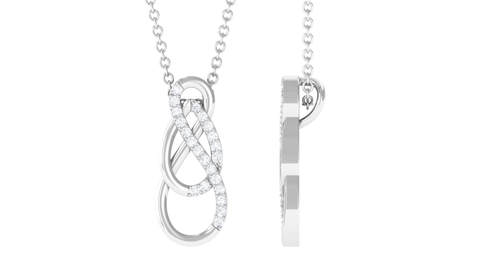 Interlock Infinity Pendant Necklace with Real Diamond