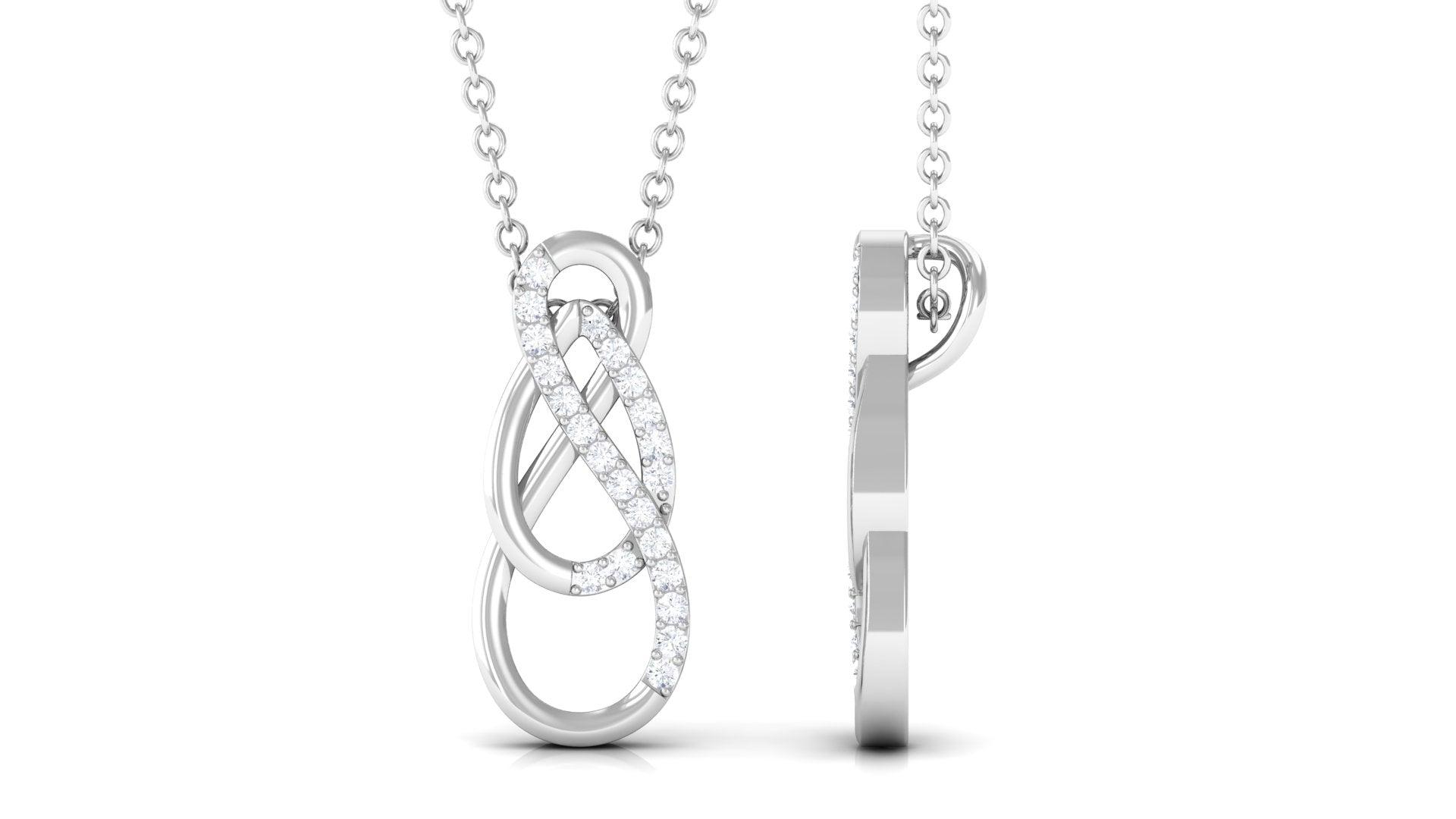 Interlock Infinity Pendant Necklace with Real Diamond