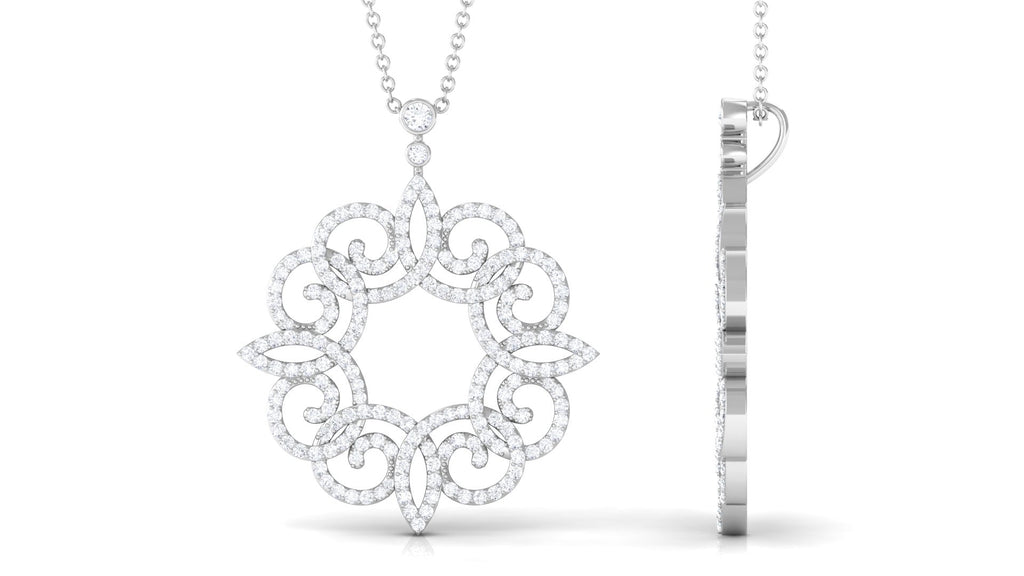 Certified Moissanite Vintage Inspired Pendant Necklace