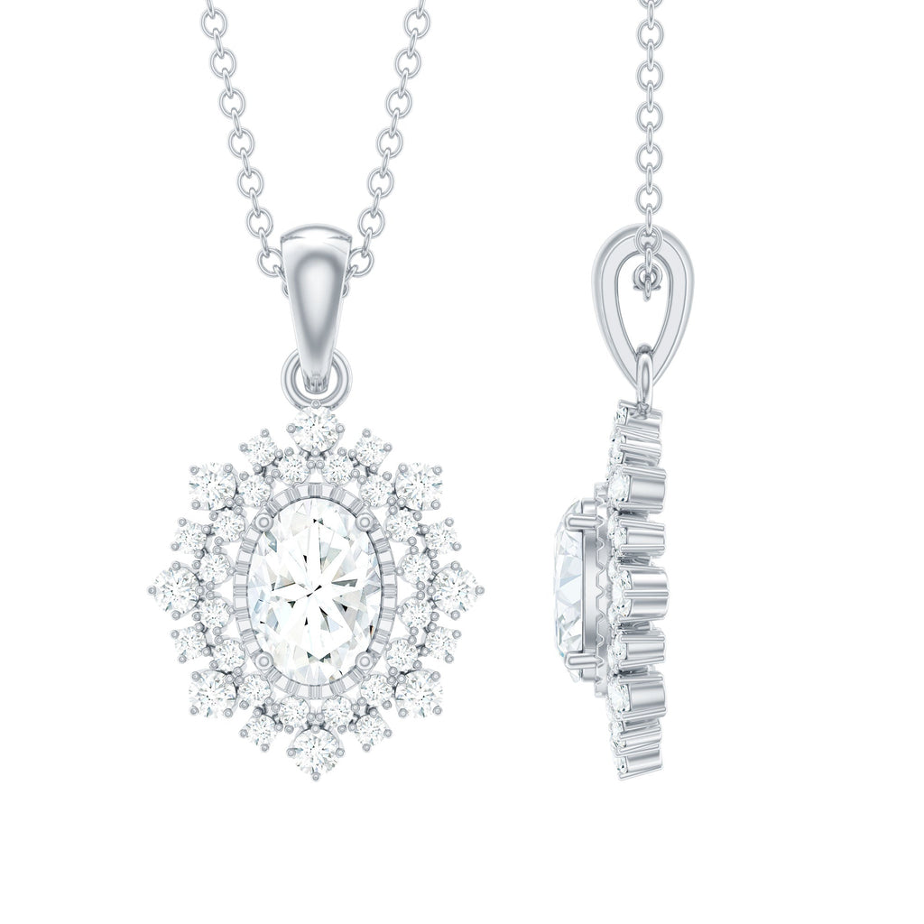 Vintage Style Oval Moissanite Bridal Necklace With Chain