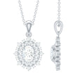 Vintage Style Oval Moissanite Bridal Necklace With Chain