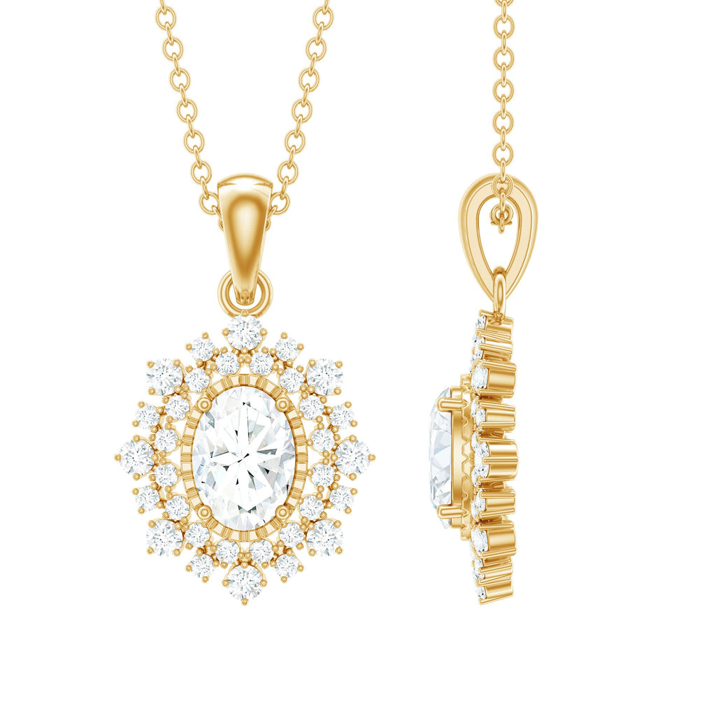 Vintage Style Oval Moissanite Bridal Necklace With Chain