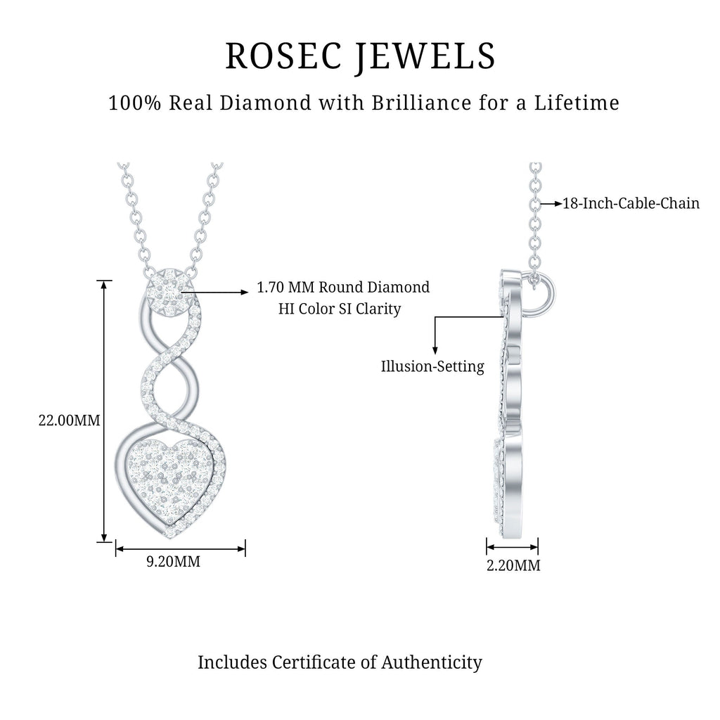 Natural Diamond Infinity Heart Pendant Necklace