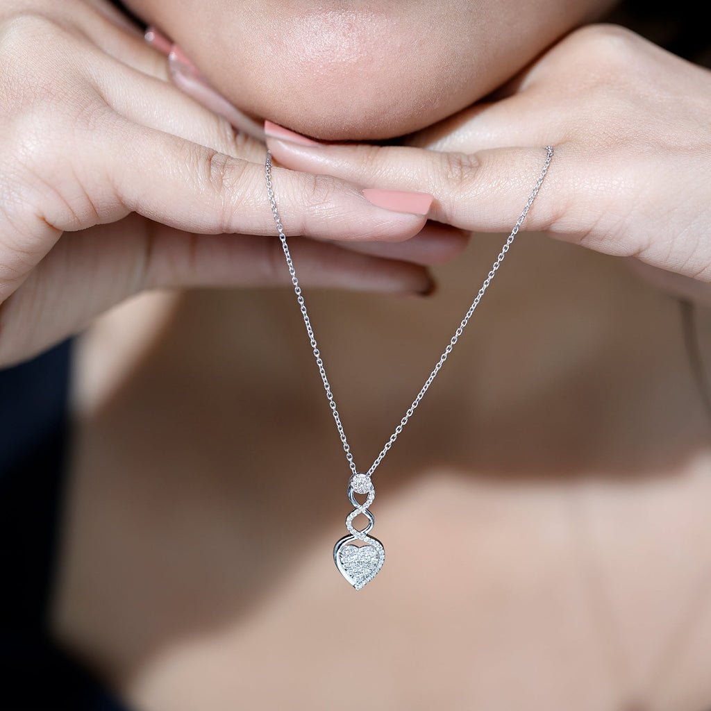 Natural Diamond Infinity Heart Pendant Necklace