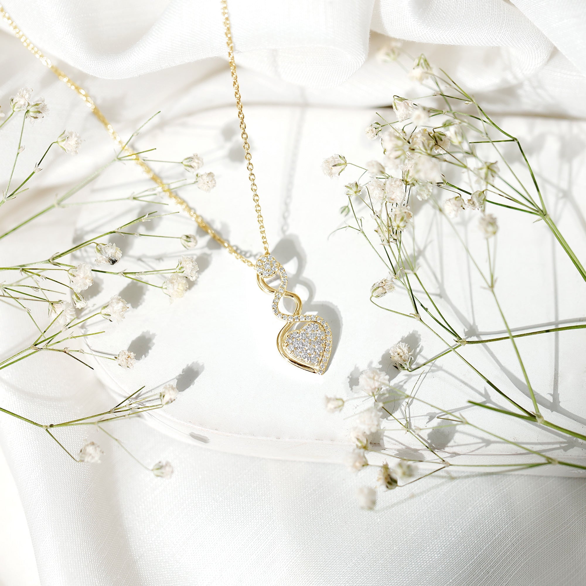 Natural Diamond Infinity Heart Pendant Necklace