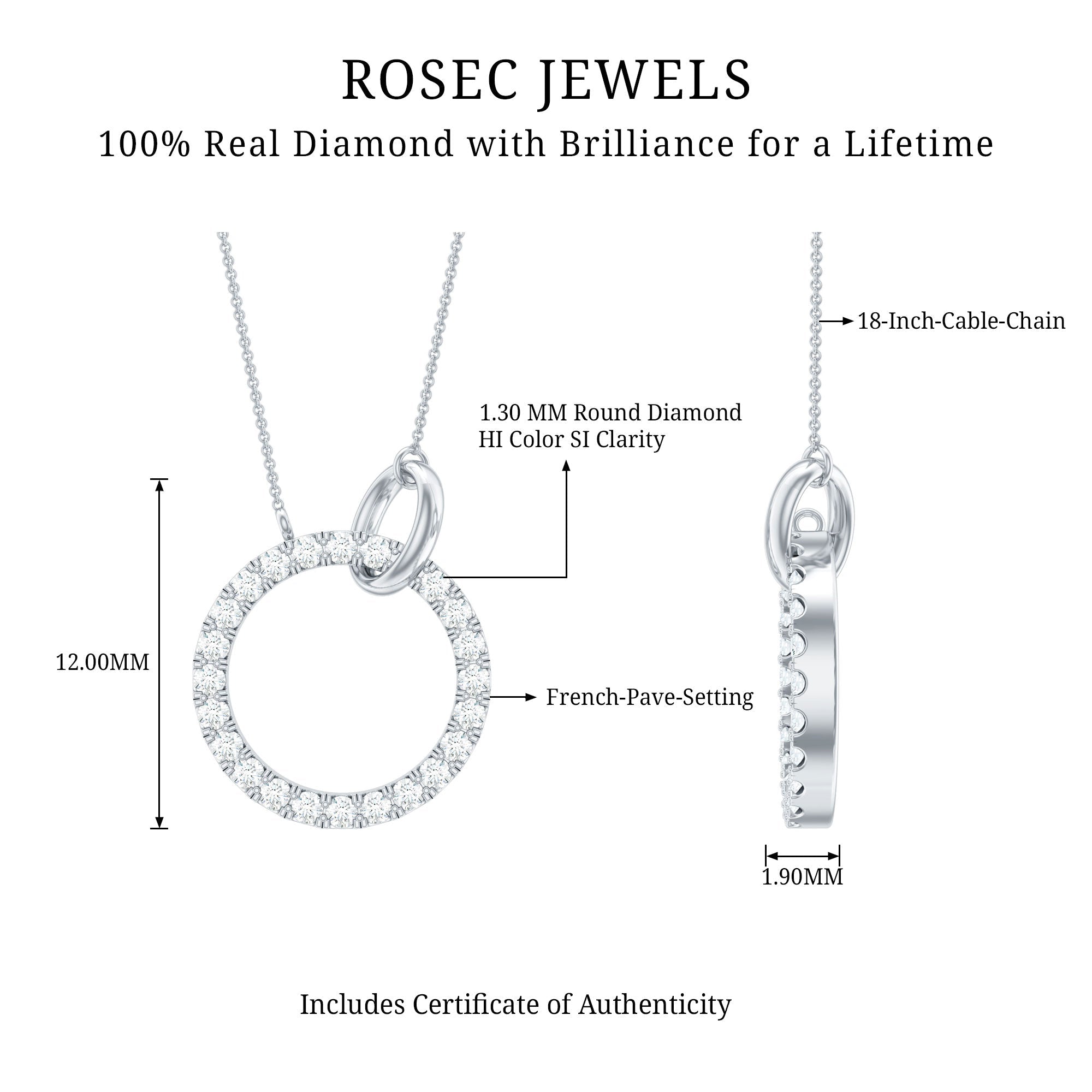 Natural Diamond Eternity Necklace for Women