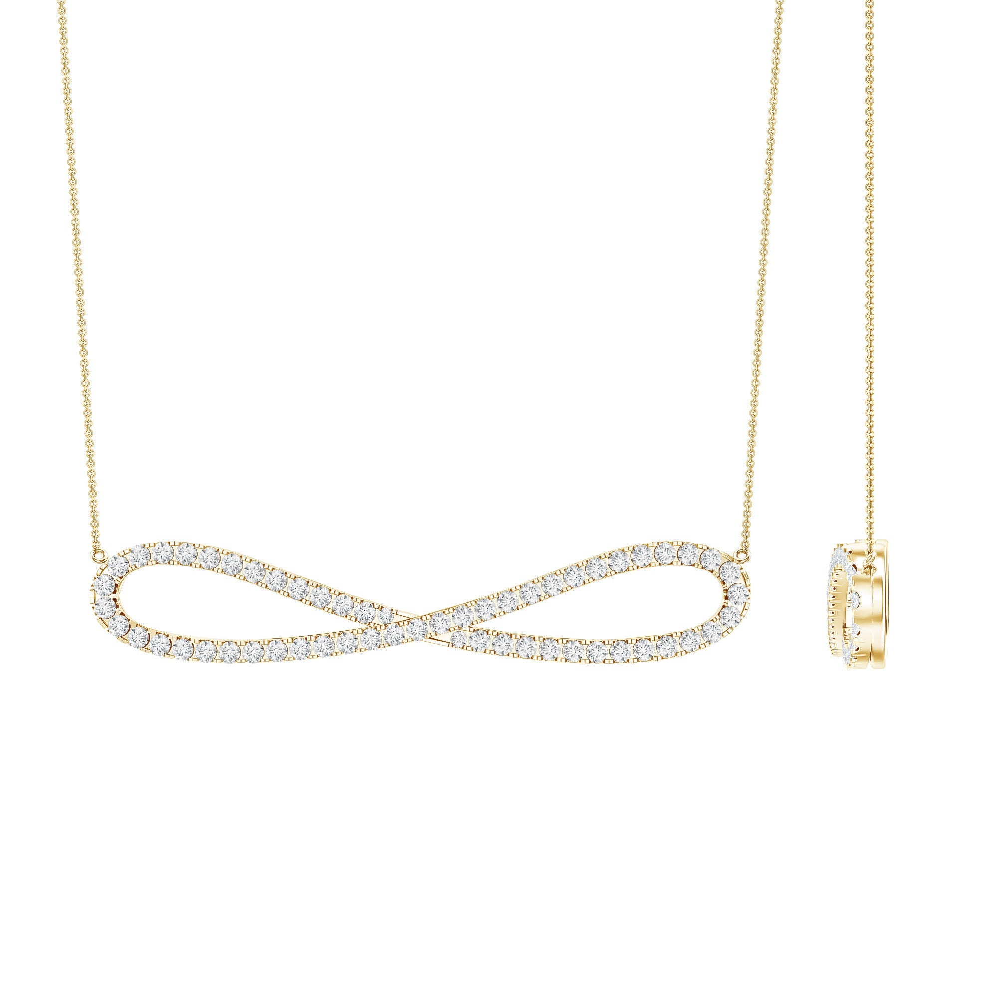 Diamond Sideway Infinity Pendant Necklace