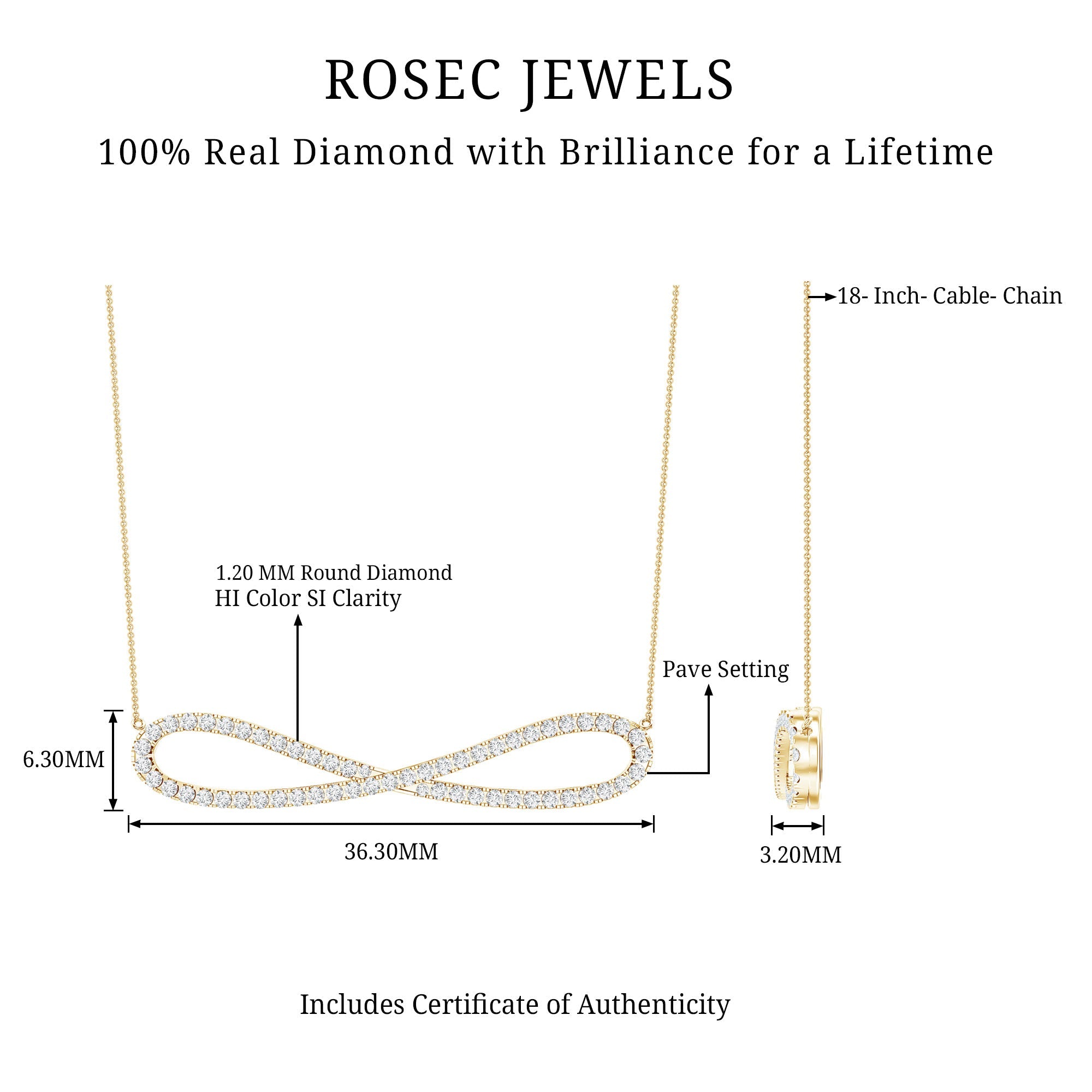 Diamond Sideway Infinity Pendant Necklace