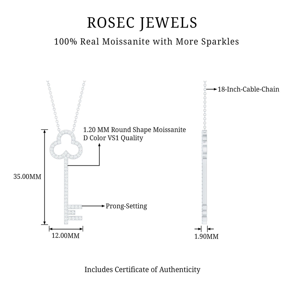 Certified Moissanite Key Pendant Necklace