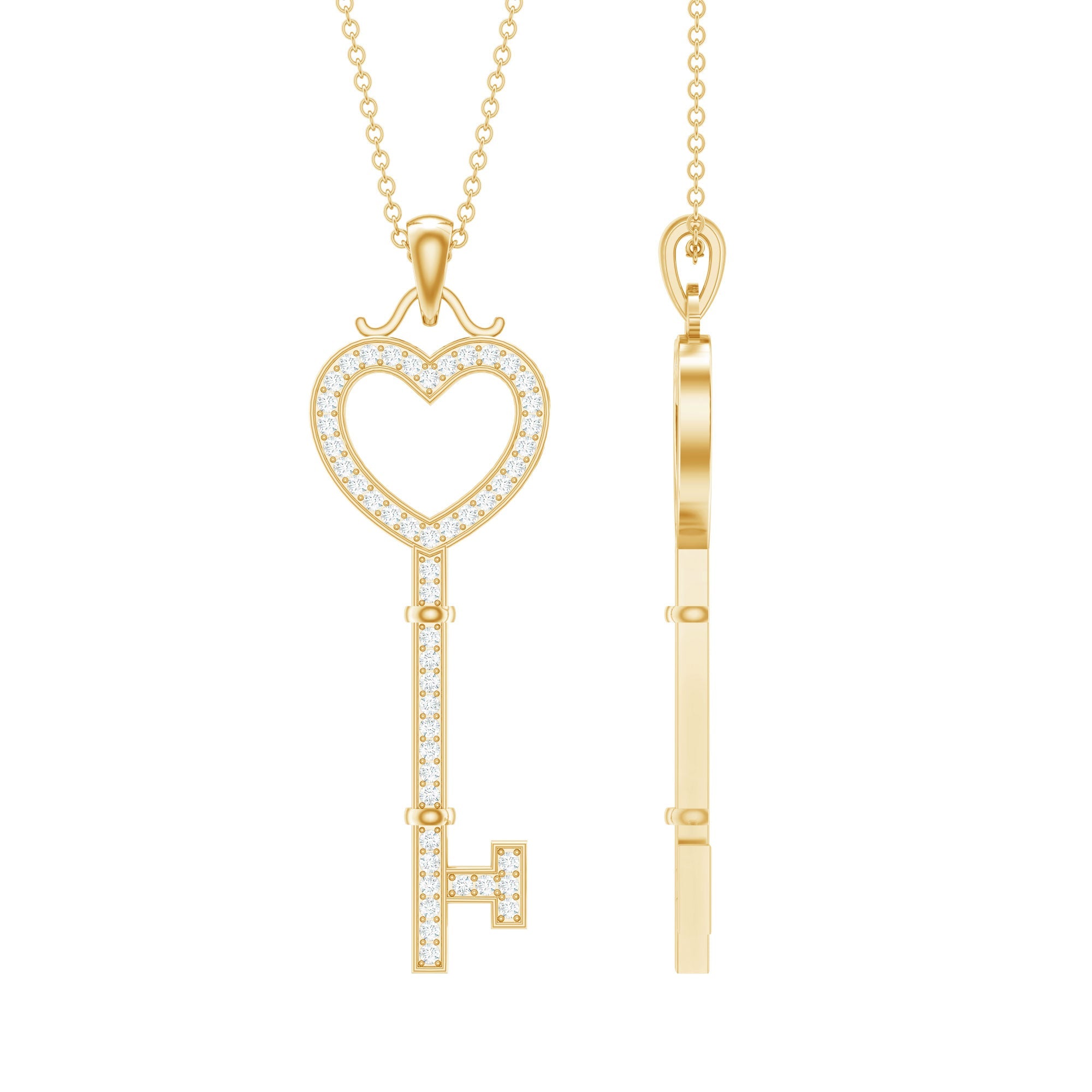 Certified Moissanite Key to My Heart Necklace