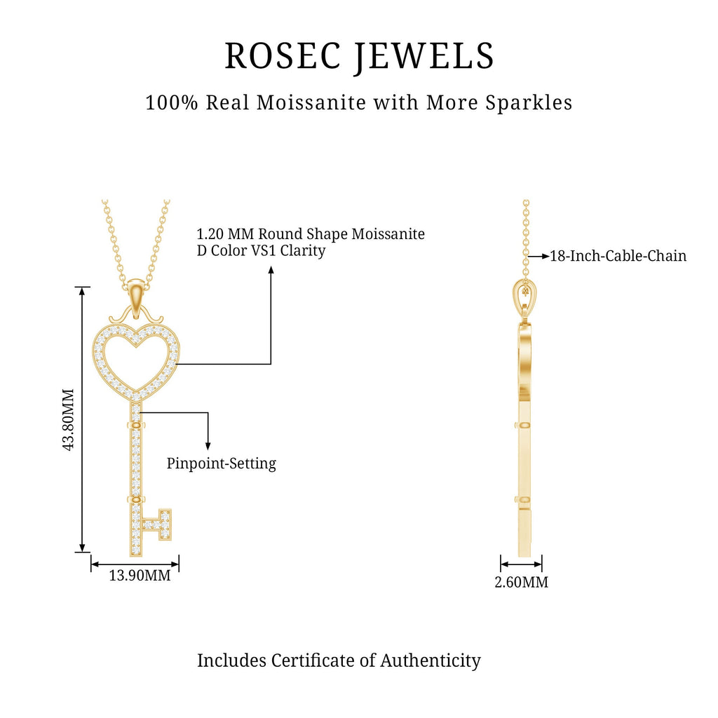 Certified Moissanite Key to My Heart Necklace