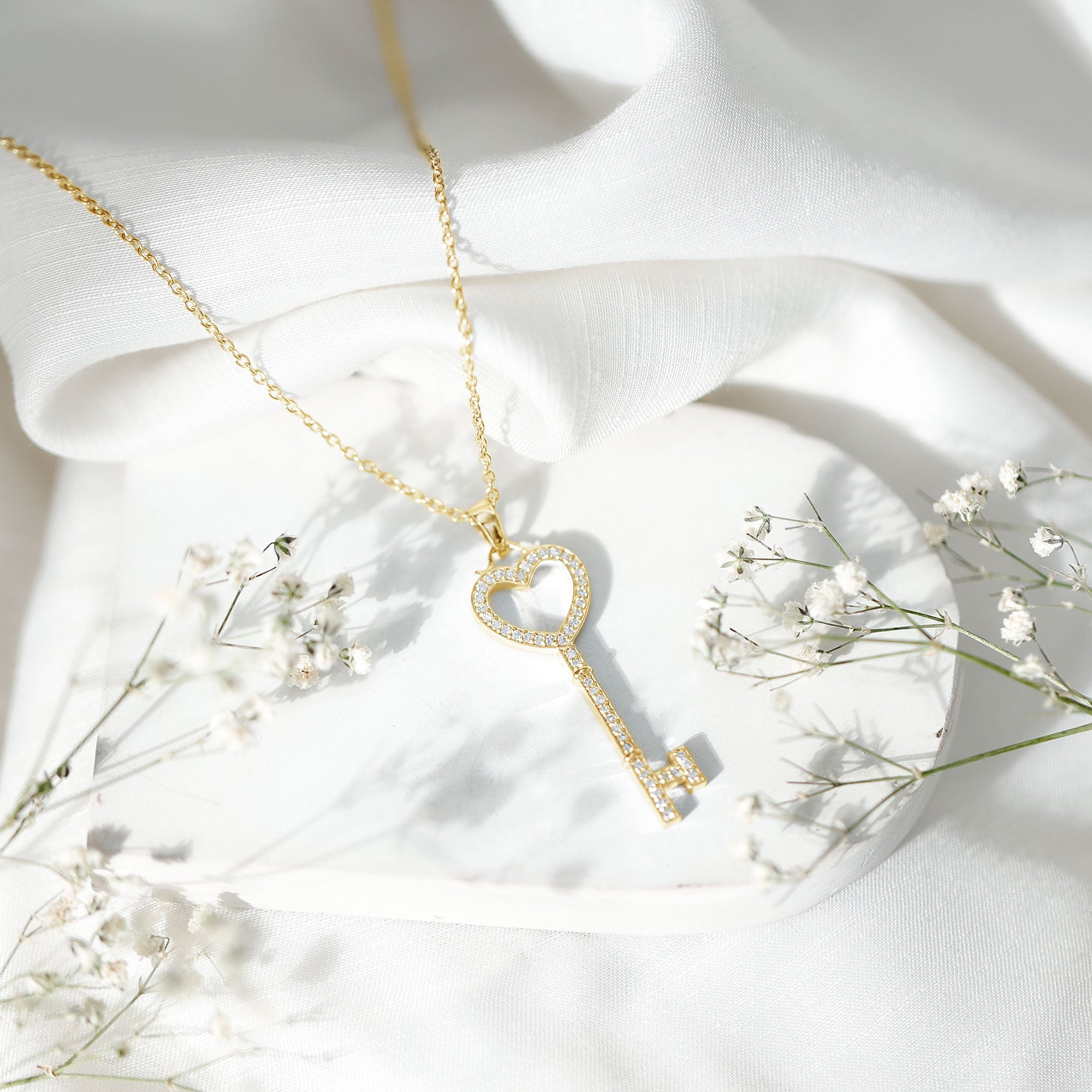 Certified Moissanite Key to My Heart Necklace