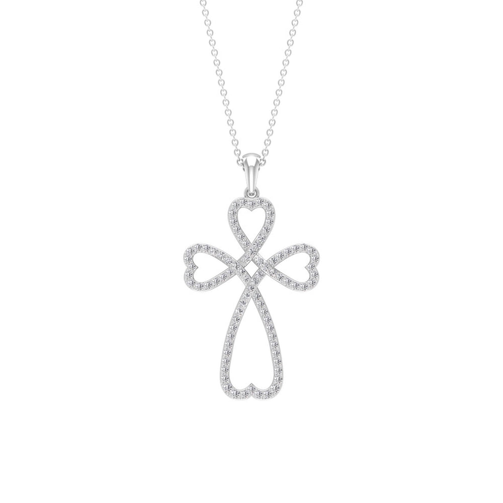 Certified Moissanite Heart Cross Pendant Necklace