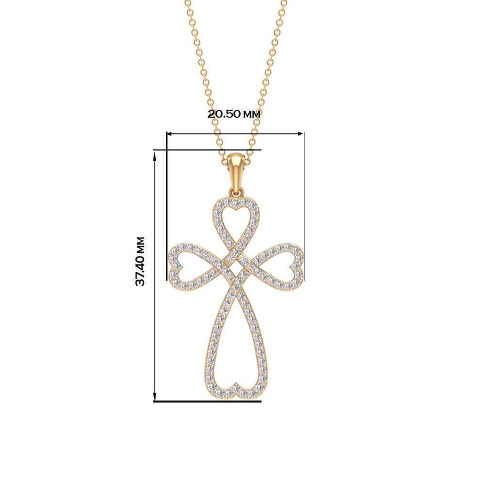 Certified Moissanite Heart Cross Pendant Necklace