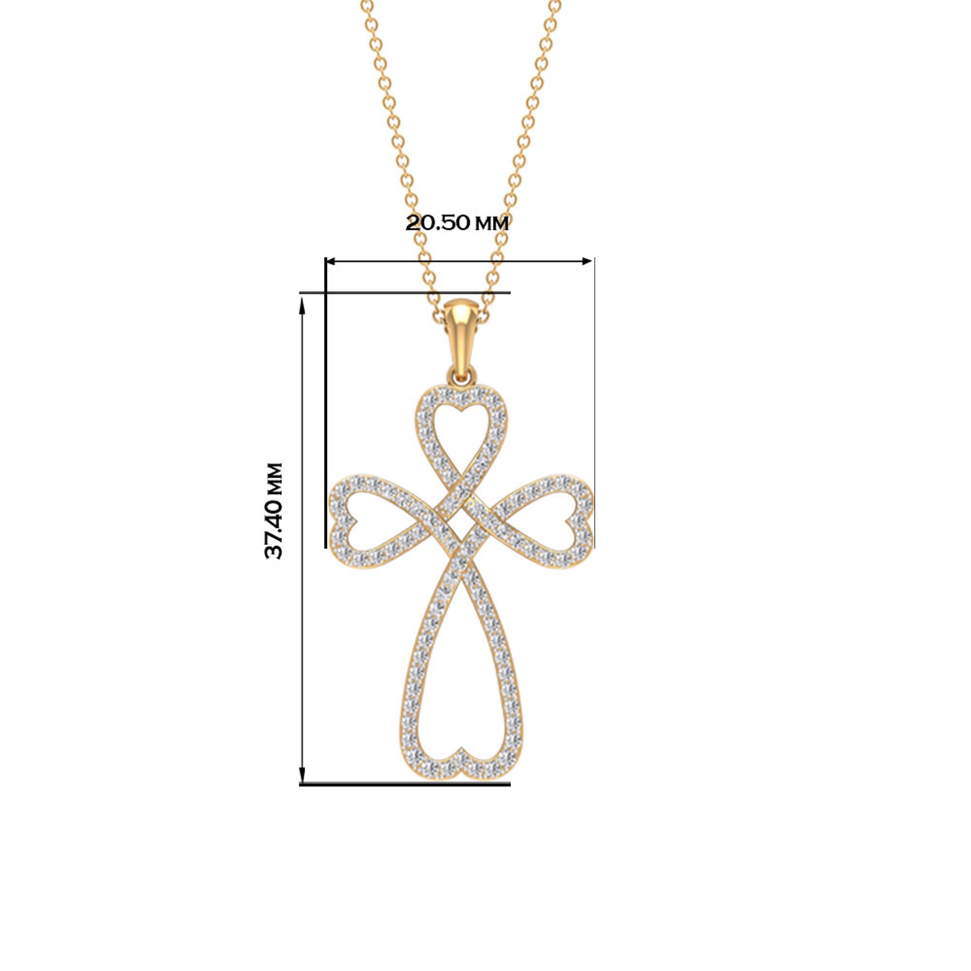 Certified Moissanite Heart Cross Pendant Necklace