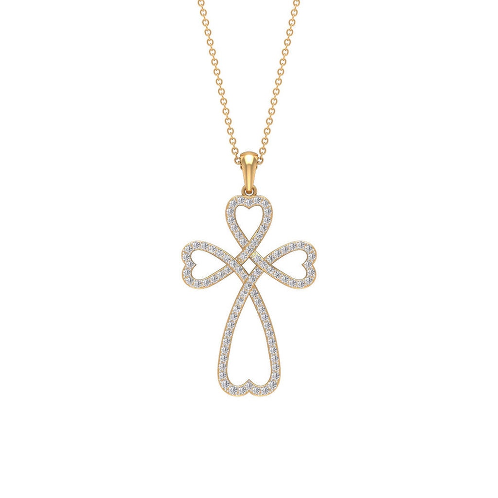 Certified Moissanite Heart Cross Pendant Necklace