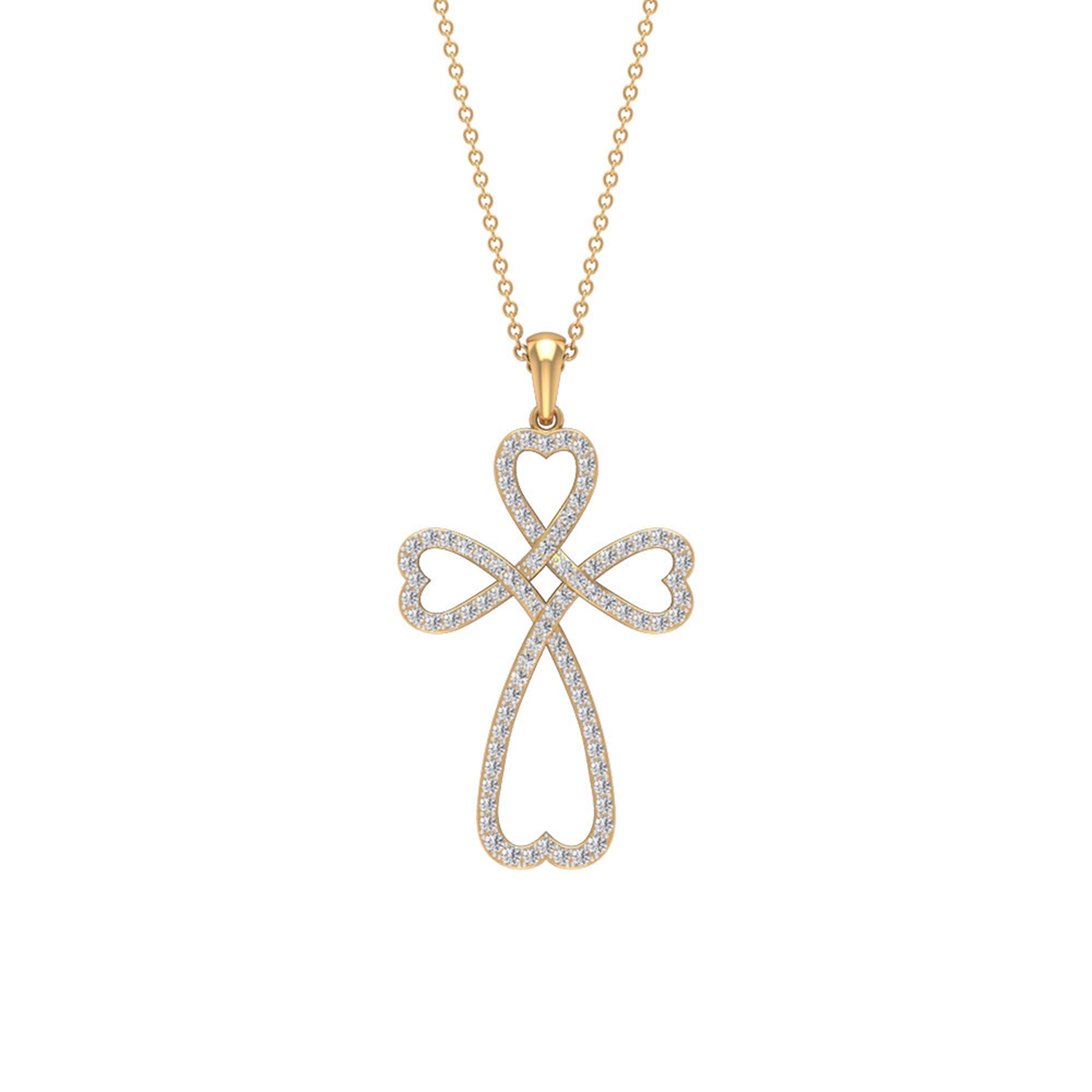 Certified Moissanite Heart Cross Pendant Necklace