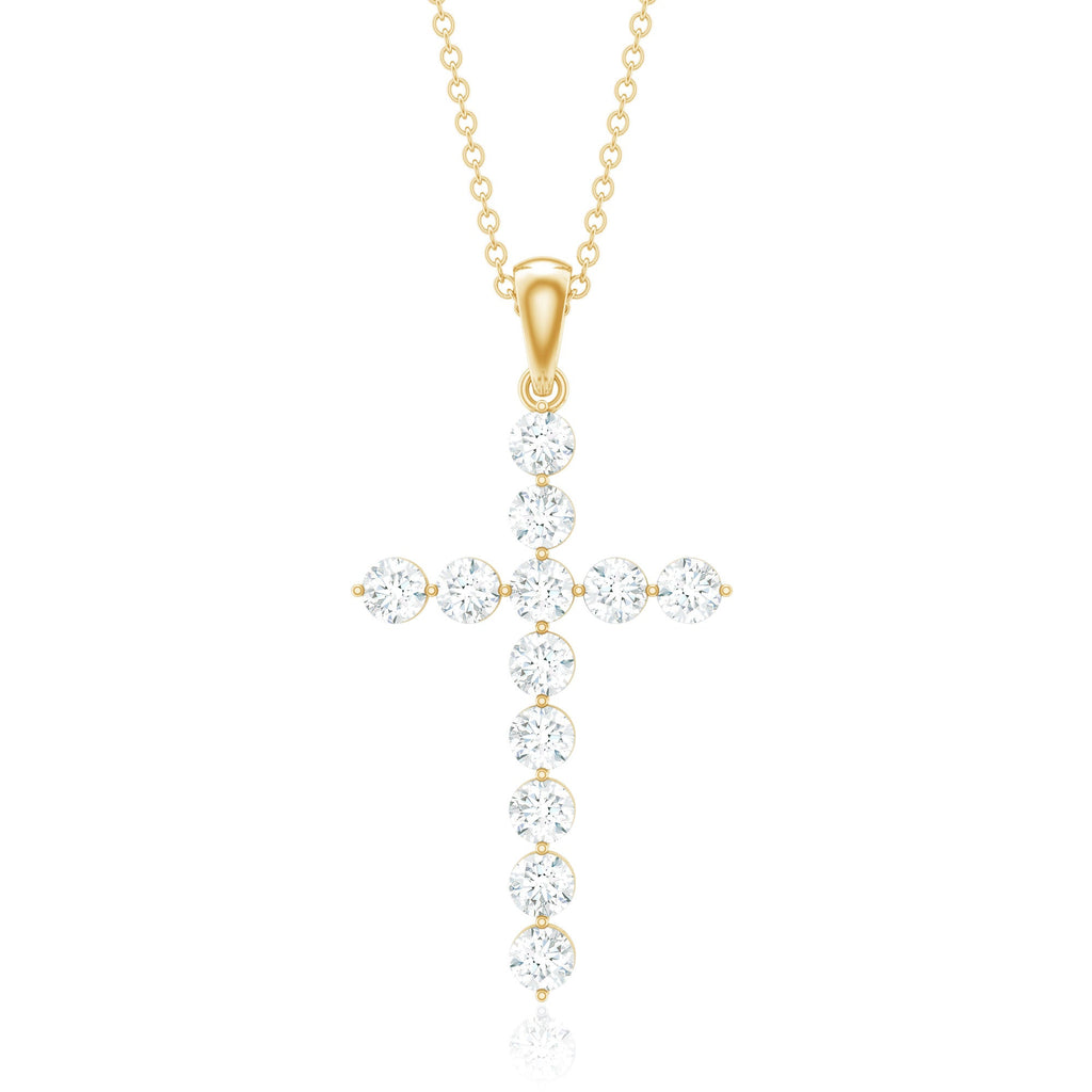 Certified Moissanite Cross Pendant Necklace