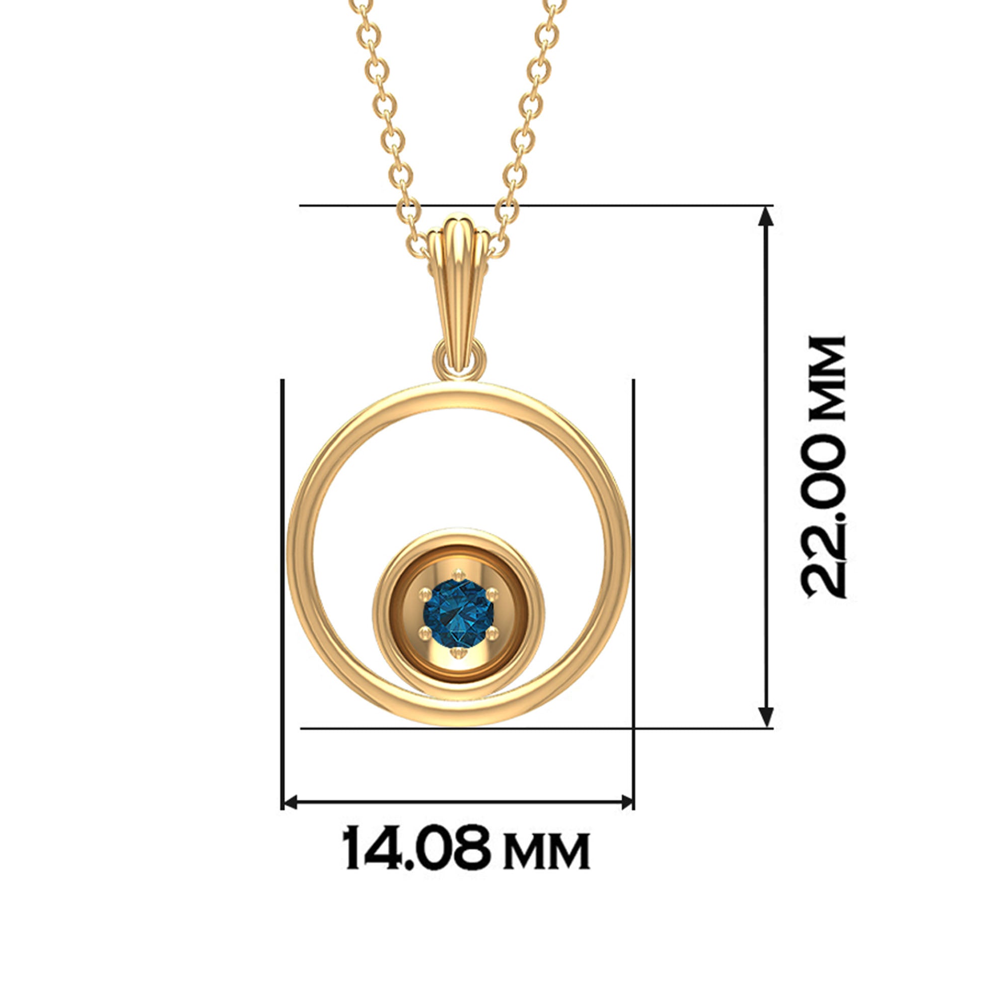 Real London Blue Topaz Open Circle Necklace with Certificate