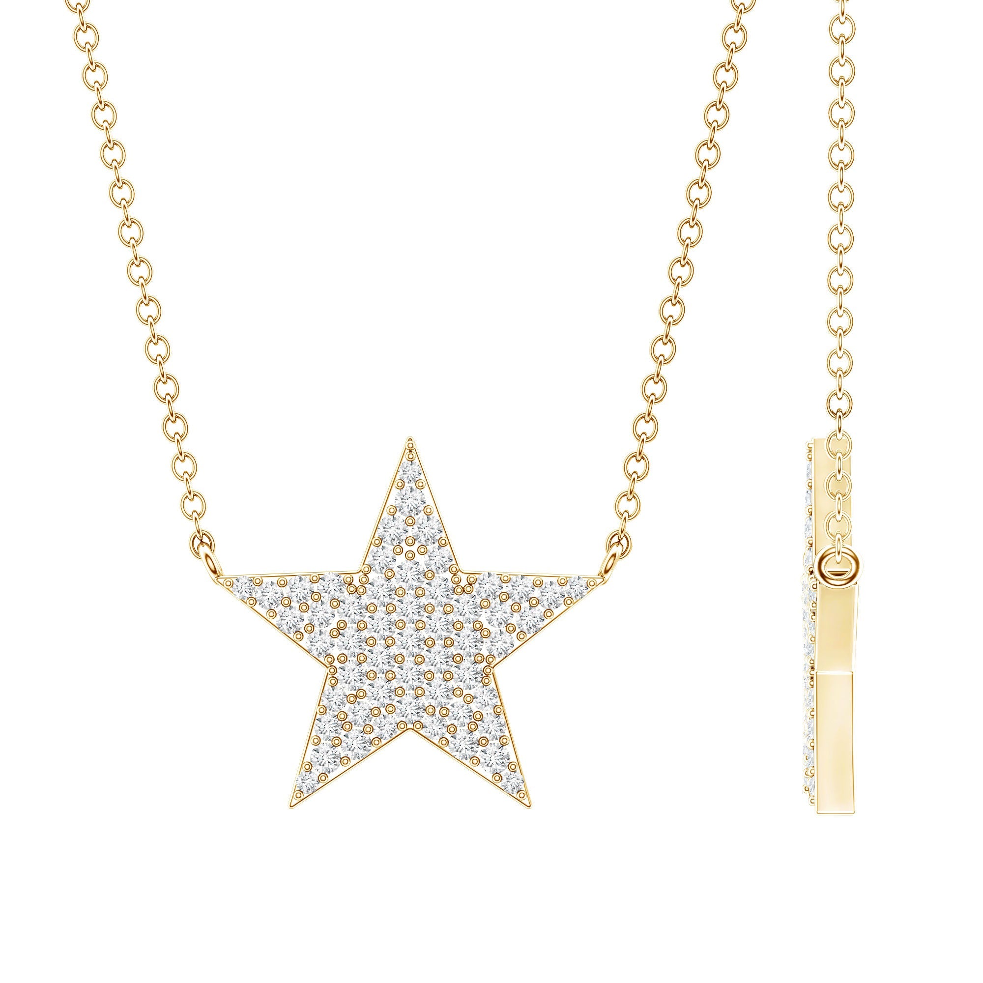Diamond Star Pendant Necklace in Pave Setting