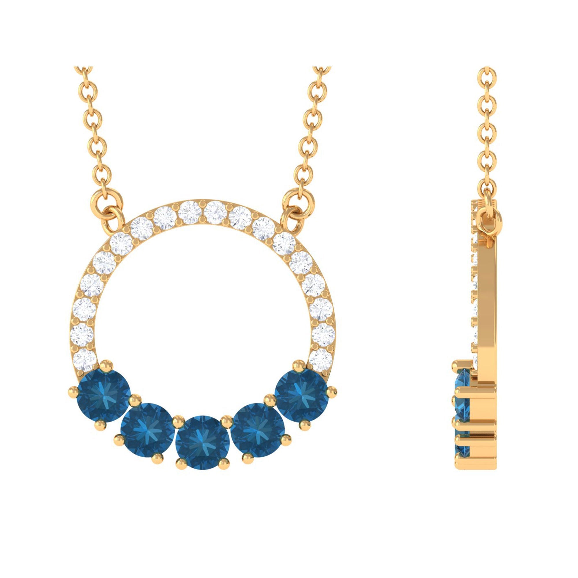 Natural London Blue Topaz and Diamond Eternity Necklace