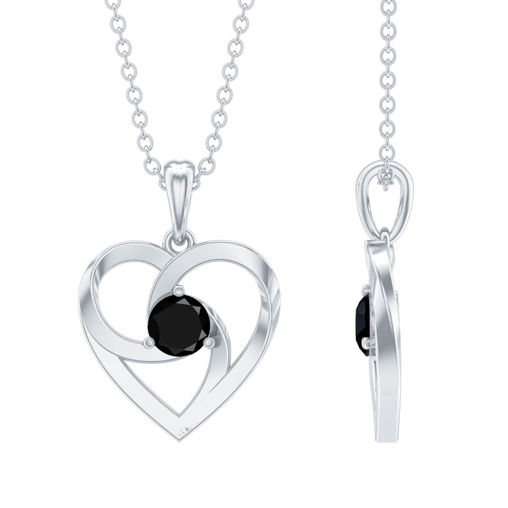 Heart Shape Black Onyx Promise Necklace For Women