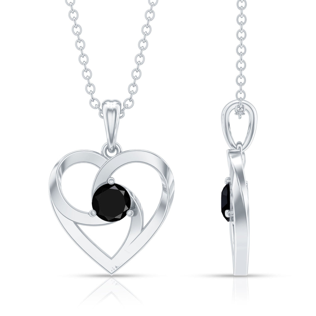 Heart Shape Black Onyx Promise Necklace For Women