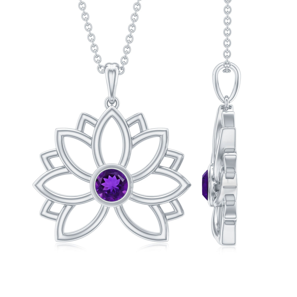 Amethyst Lotus Flower Necklace for Women