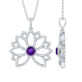 Amethyst Lotus Flower Necklace for Women