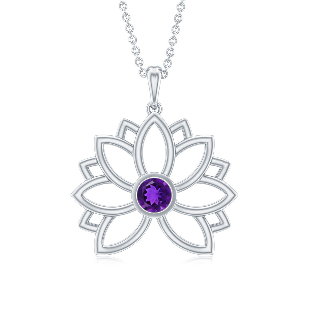 Amethyst Lotus Flower Necklace for Women