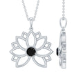 Natural Black Onyx Flower Pendant Necklace for Women