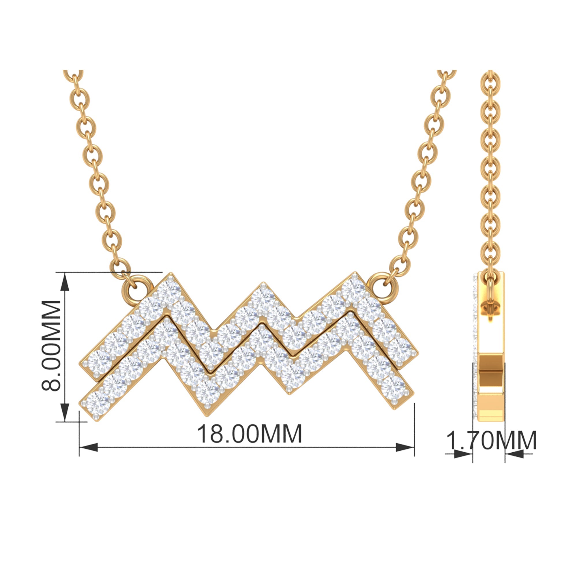 Certified Lab Grown Diamond Zodiac Aquarius Sign Necklace