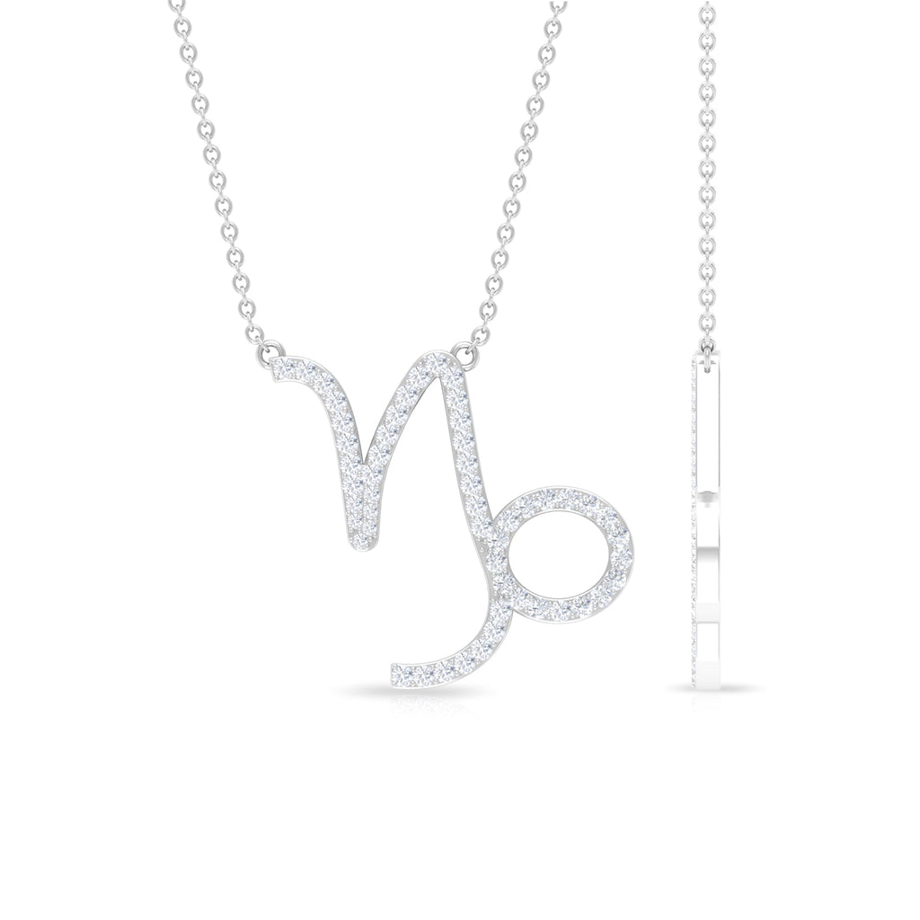 Pave Set Lab Grown Diamond Capricorn Zodiac Necklace