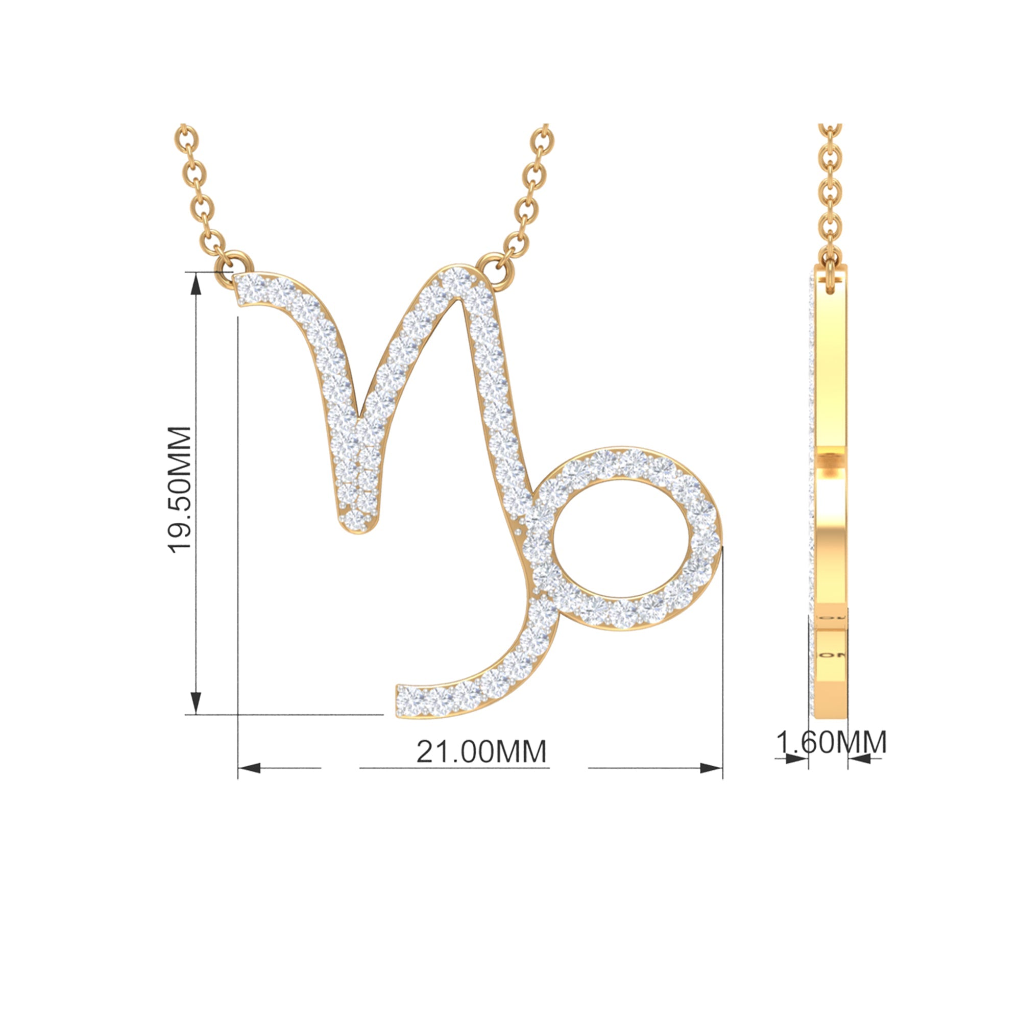 Pave Set Lab Grown Diamond Capricorn Zodiac Necklace