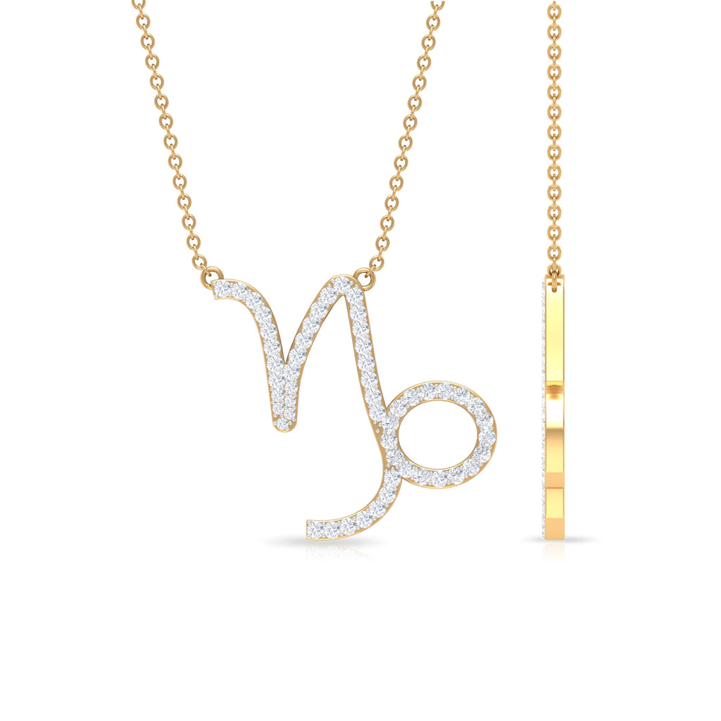 Pave Set Lab Grown Diamond Capricorn Zodiac Necklace