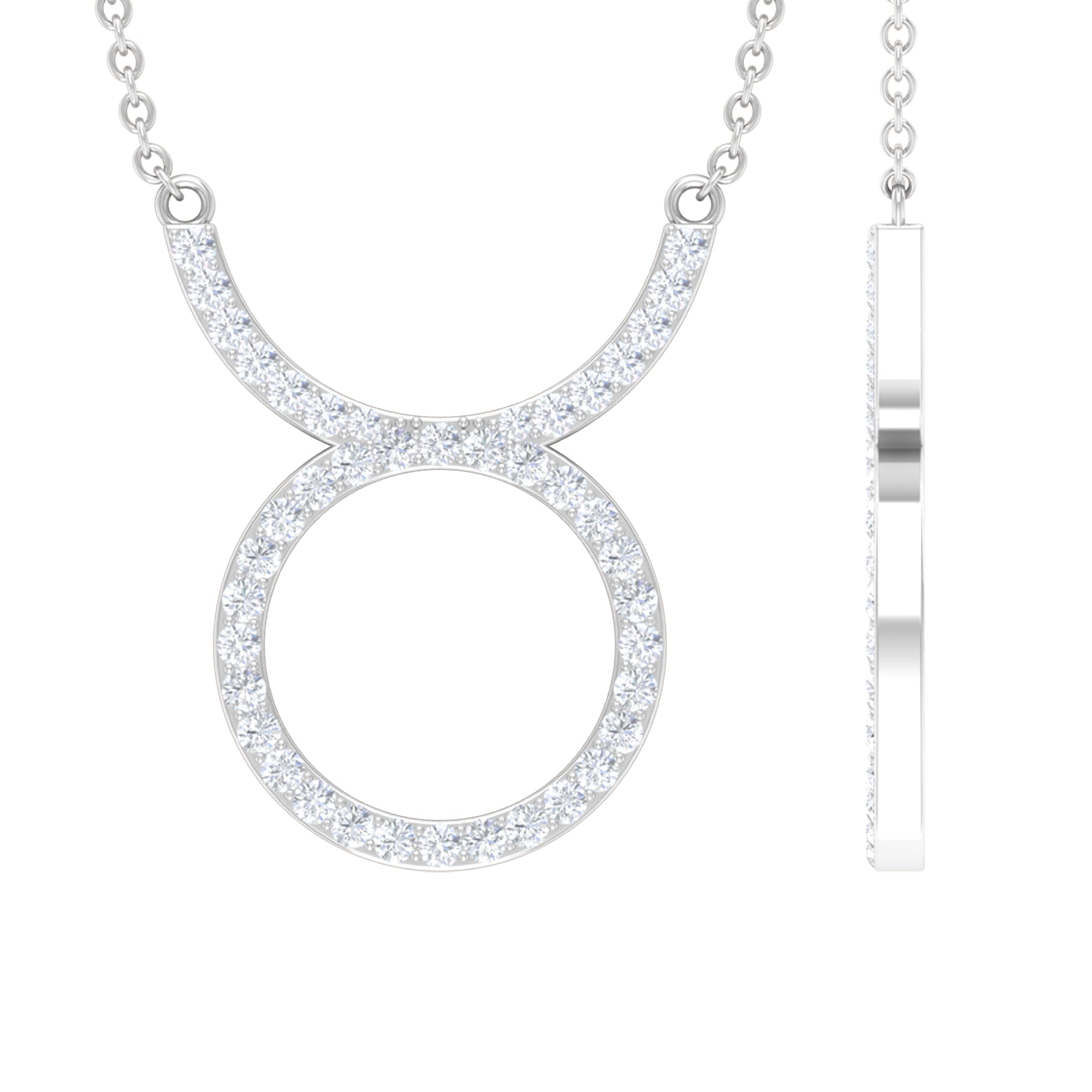 Pave Set Lab Grown Diamond Taurus Zodiac Sign Necklace