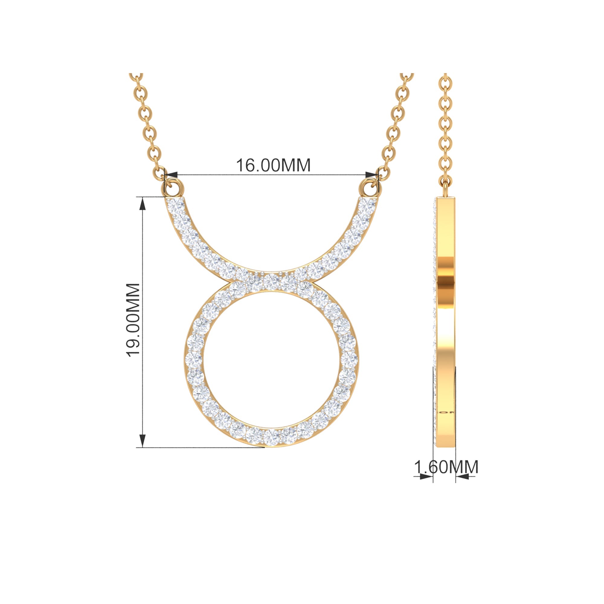 Pave Set Lab Grown Diamond Taurus Zodiac Sign Necklace
