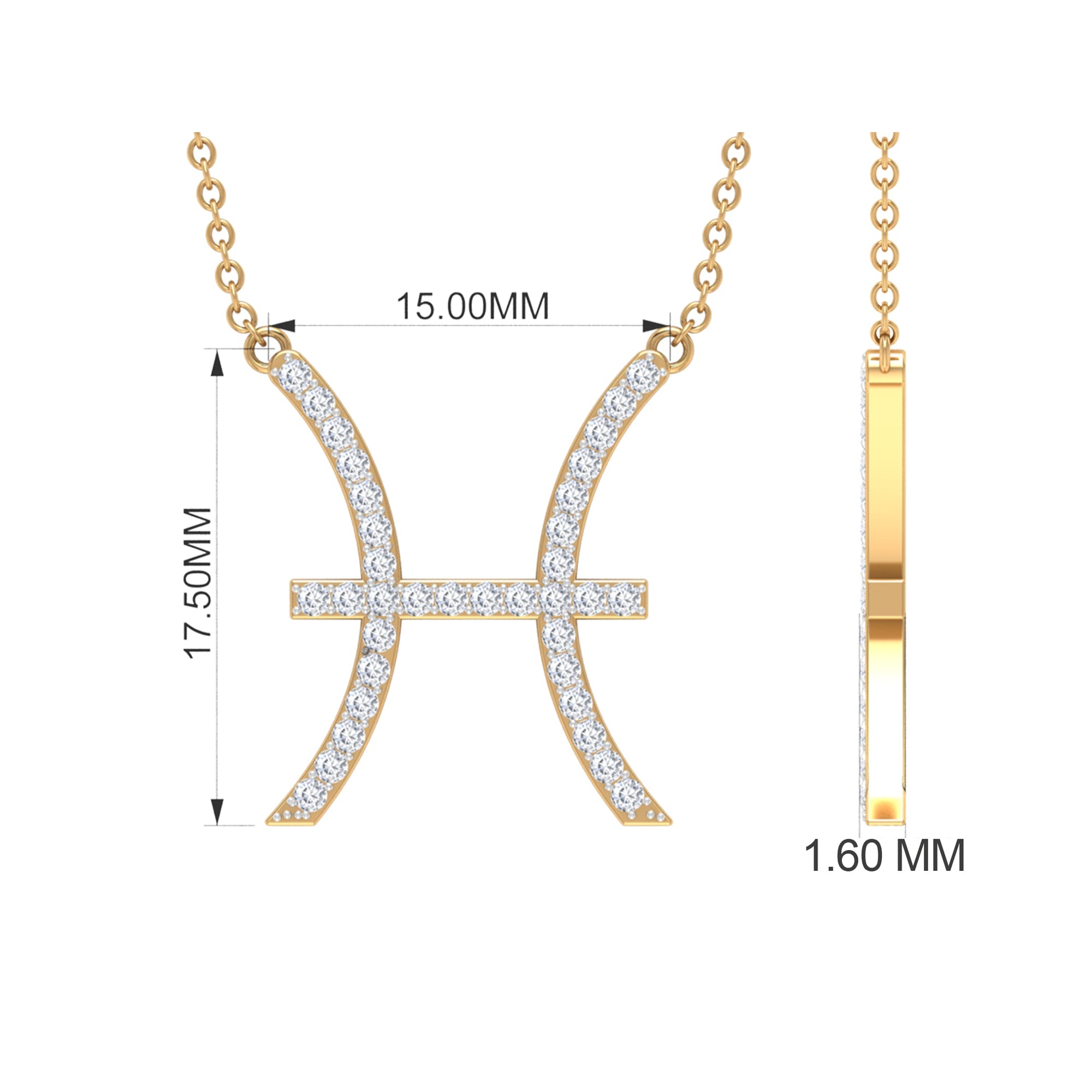 Certified Lab Diamond Pisces Zodiac Sign Necklace
