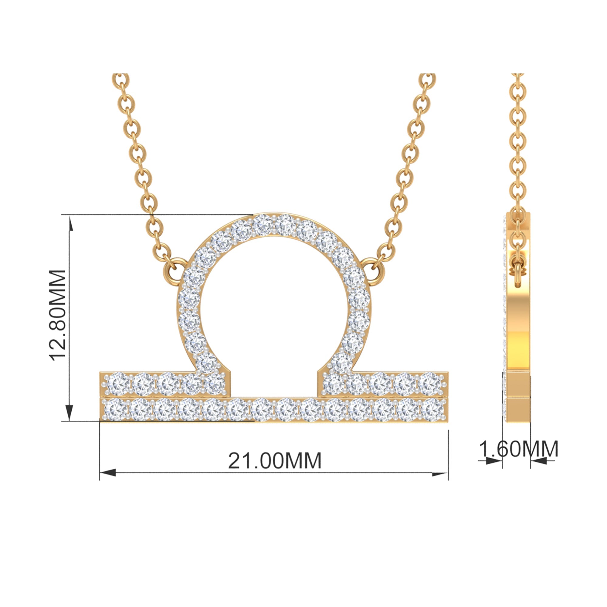 Lab Grown Diamond Libra Zodiac Sign Necklace