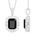 Vintage Inspired 3.4 Carat Emerald Cut Synthetic Black Diamond Pendant Necklace