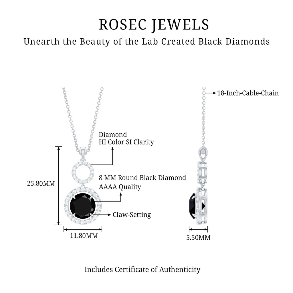 Lab Created Black Diamond Drop & Dangle Necklace with White Diamond