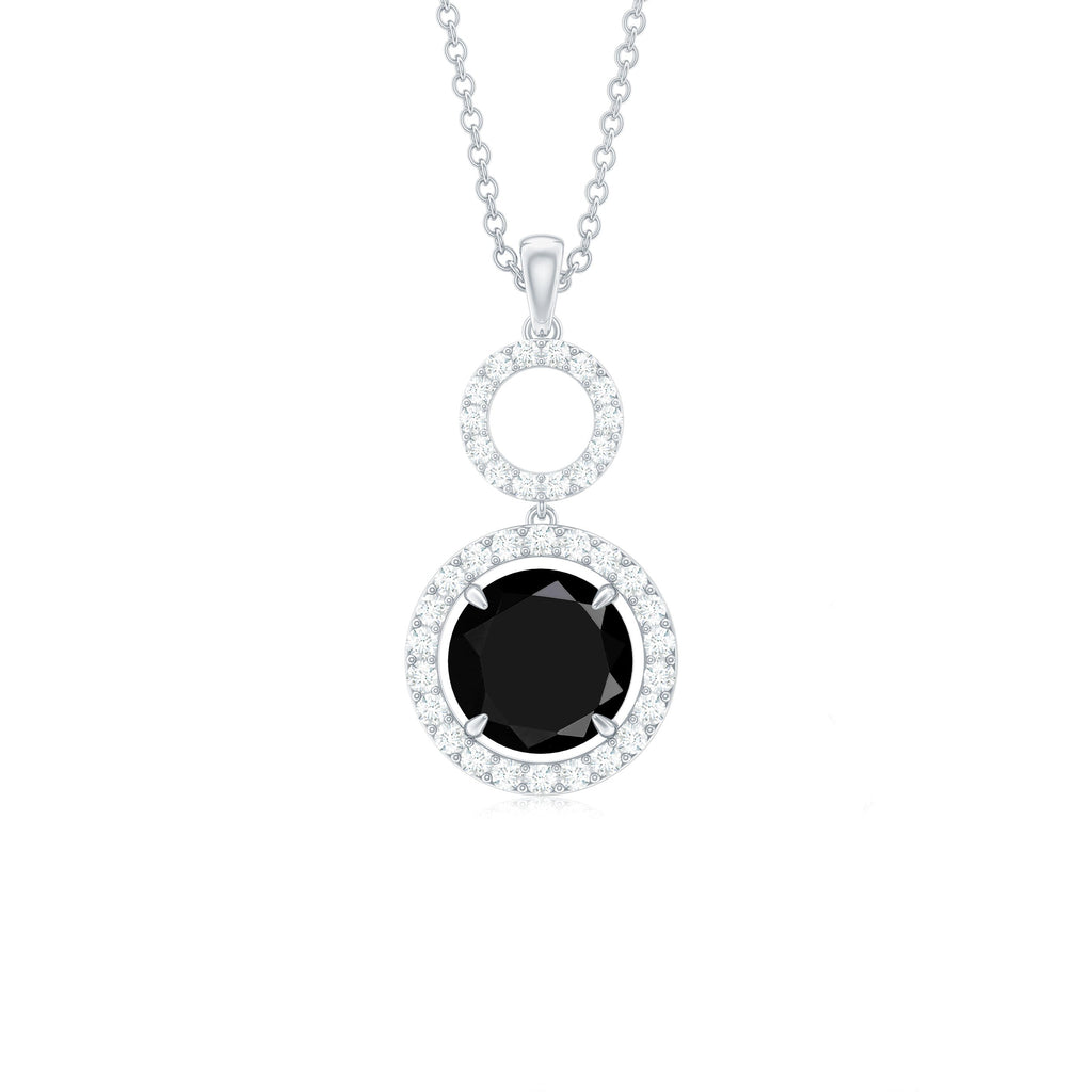 Lab Created Black Diamond Drop & Dangle Necklace with White Diamond