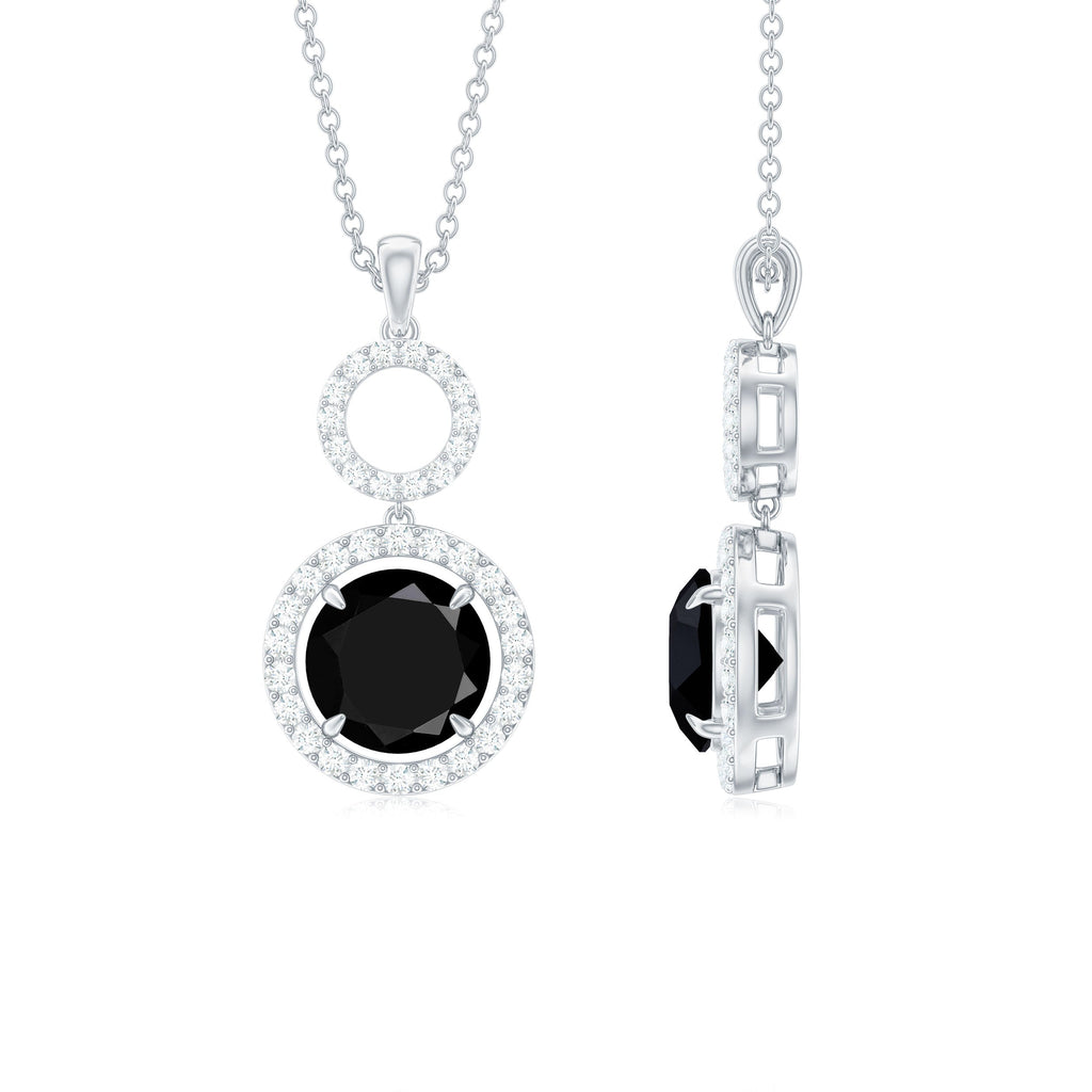 Lab Created Black Diamond Drop & Dangle Necklace with White Diamond