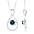 Real London Blue Topaz Infinity Necklace with Diamond
