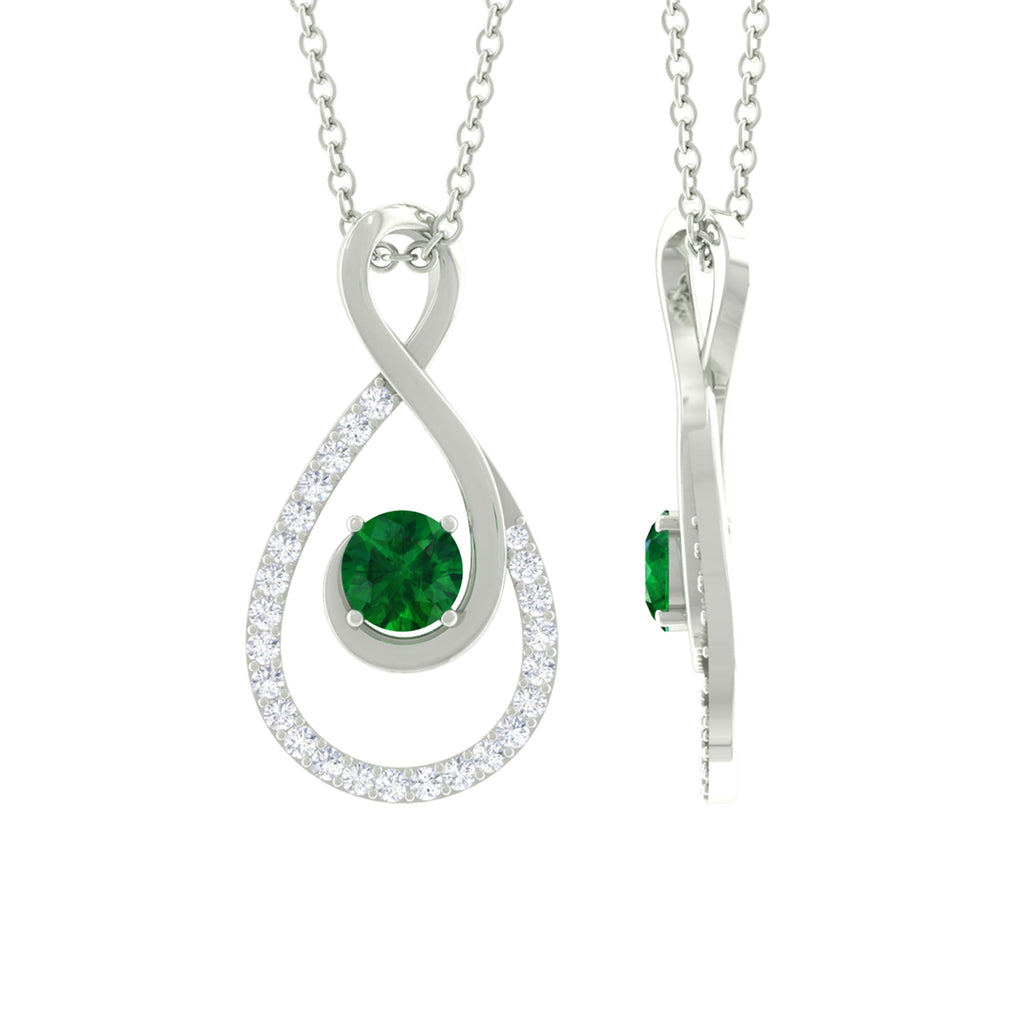 Natural Half Carat Emerald Infinity Necklace with Diamond