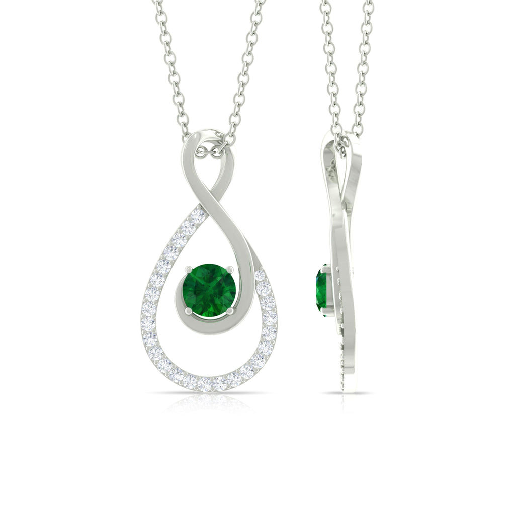 Natural Half Carat Emerald Infinity Necklace with Diamond