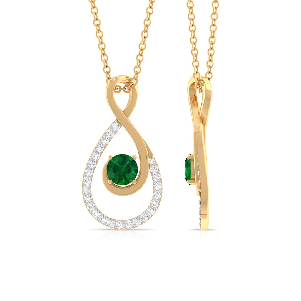 Natural Half Carat Emerald Infinity Necklace with Diamond