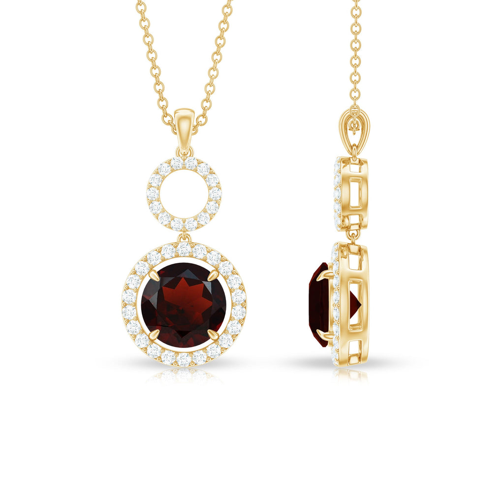 Real Garnet Circle Eternity Necklace with Diamond